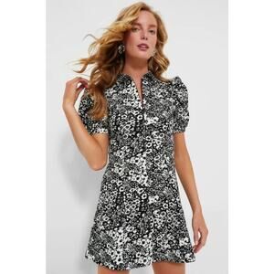 HYACINTH HOUSE Black Floral Front Zip Chrysanthemum Mini Dress XS - NWT